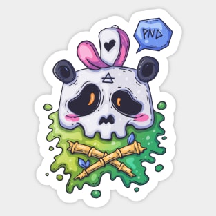 Cool Panda Bear Skully Skull in Rainbow Colors Sticker